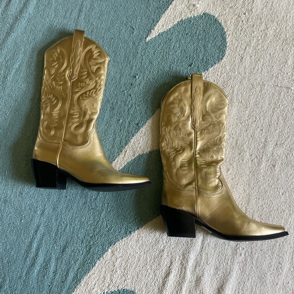 Jeffrey Campbell Gold Dagget Western boot! size 7.5 - Picture 2 of 6